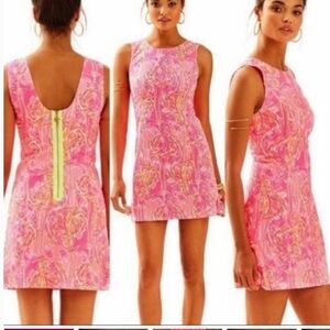 Lilly Pulitzer bright pink flamingo Tiki Pink Mila Shift Dress size 0